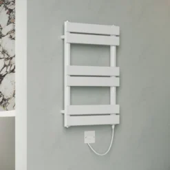 Toasty Hush White Electric Flat Panel Heated Towel Rail with Heating Element