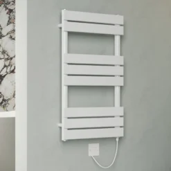 Toasty Hush White Electric Flat Panel Heated Towel Rail with Heating Element