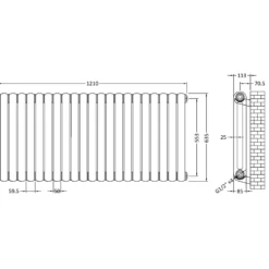 Toasty Mellow Anthracite Horizontal 2 Column Radiator