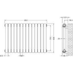 Toasty Mellow White Horizontal 2 Column Radiator