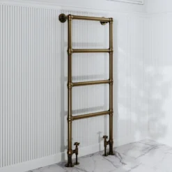 Toasty Merrin Antique Brass Floorstanding Traditional Heated Towel Rail - 1195 x 500mm