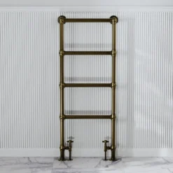 Toasty Merrin Antique Brass Floorstanding Traditional Heated Towel Rail - 1195 x 500mm
