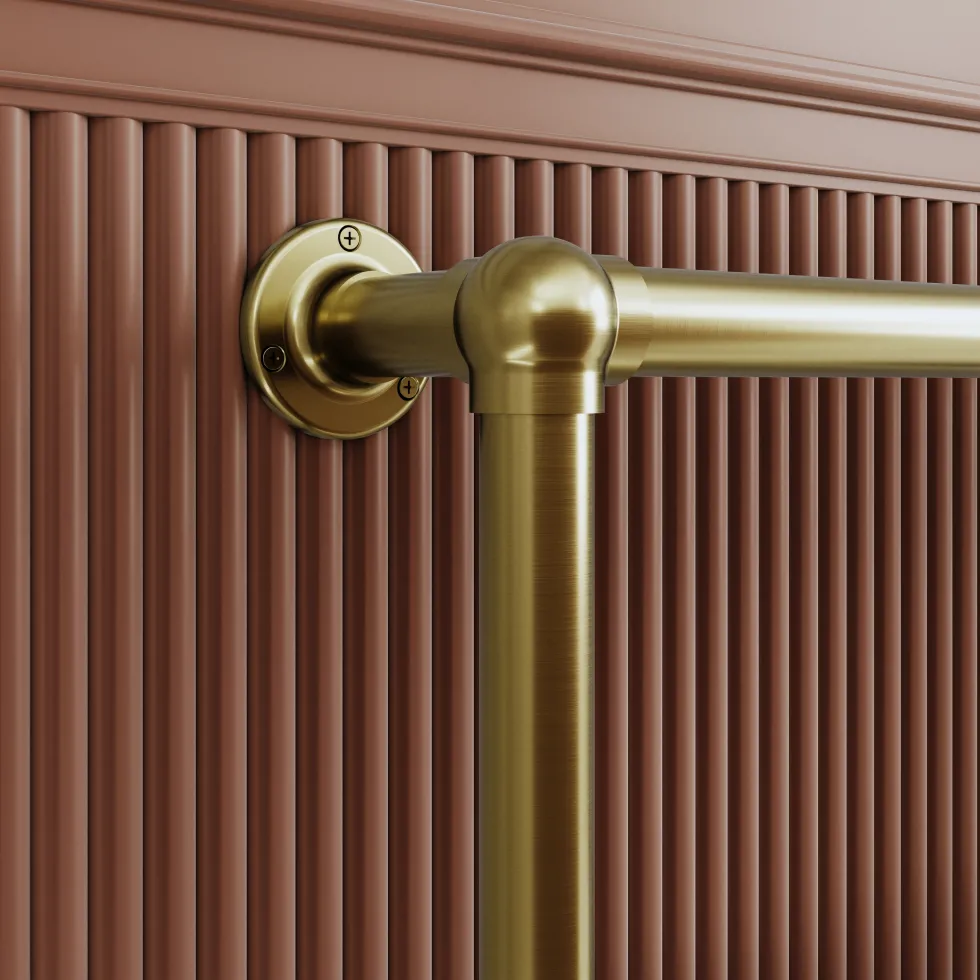 Toasty Merrin Brushed Brass Floorstanding Traditional Heated Towel Rail - 1195 x 500mm