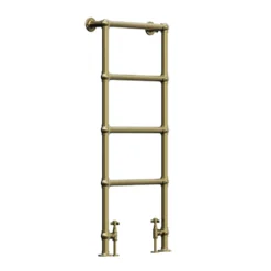 Toasty Merrin Brushed Brass Floorstanding Traditional Heated Towel Rail - 1195 x 500mm