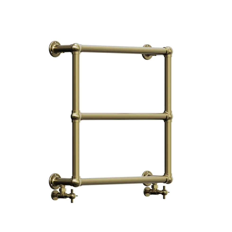Toasty Merrin Brushed Brass Wall Hung Traditional Heated Towel Rail - 660 x 660mm