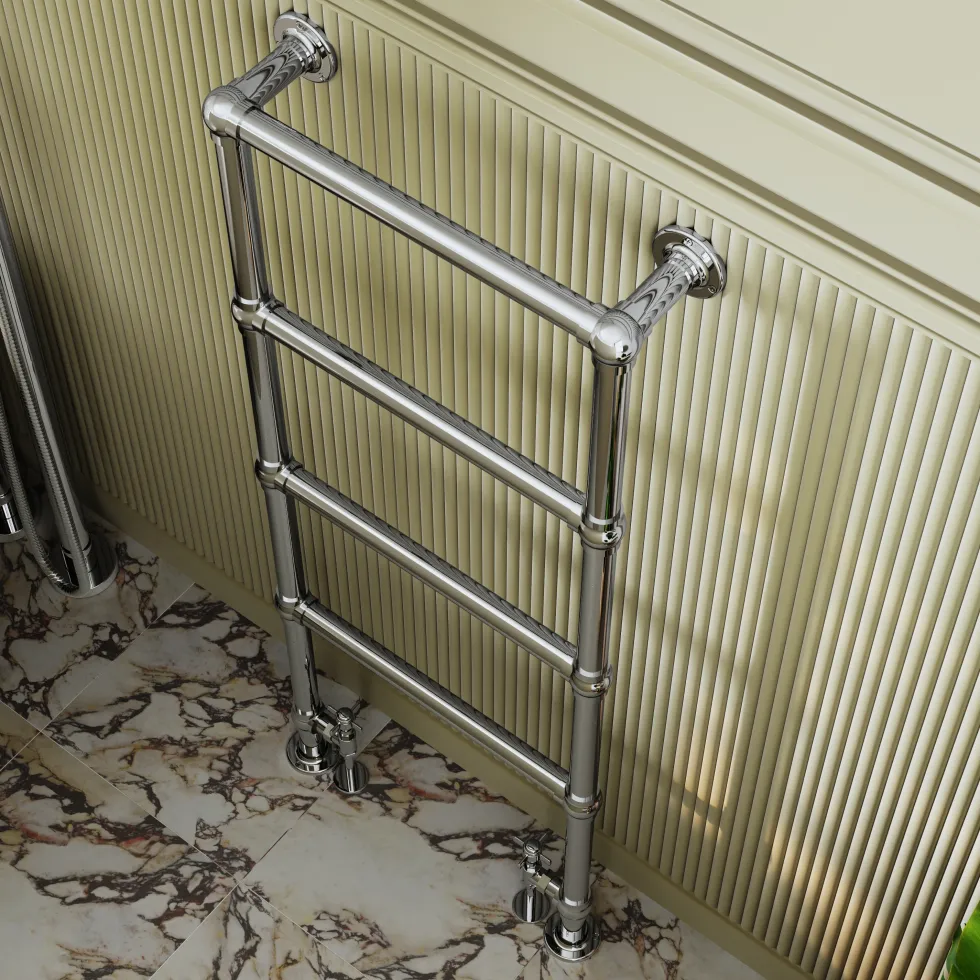 Toasty Merrin Chrome Floorstanding Traditional Heated Towel Rail