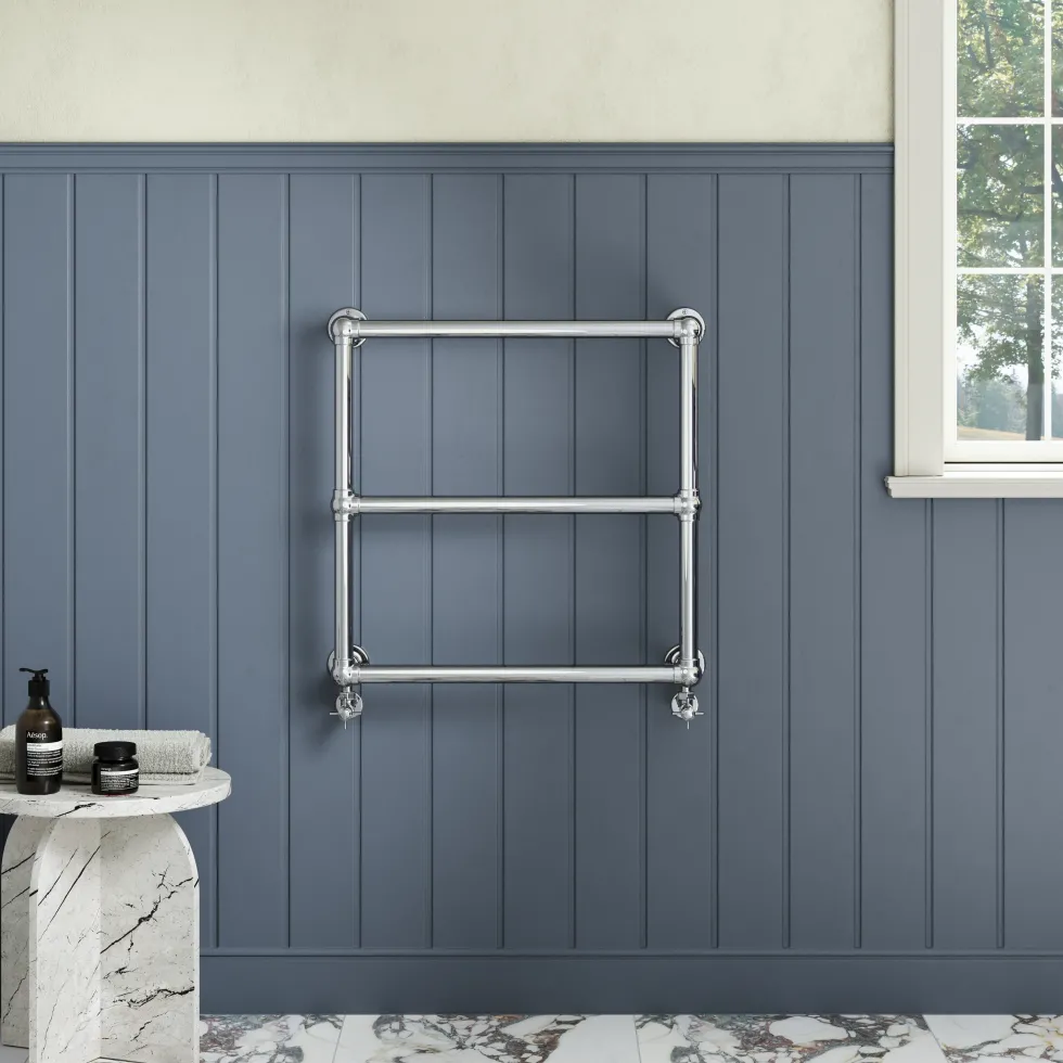 Toasty Merrin Chrome Wall Hung Traditional Heated Towel Rail - 660 x 660mm
