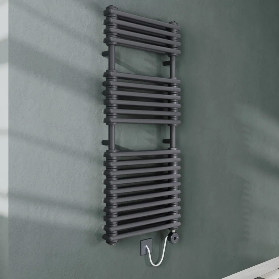 Toasty Montford Anthracite Traditional Column Electric Heated Towel Rail with Heating Element