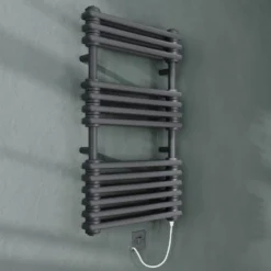 Toasty Montford Anthracite Traditional Column Electric Heated Towel Rail with Heating Element