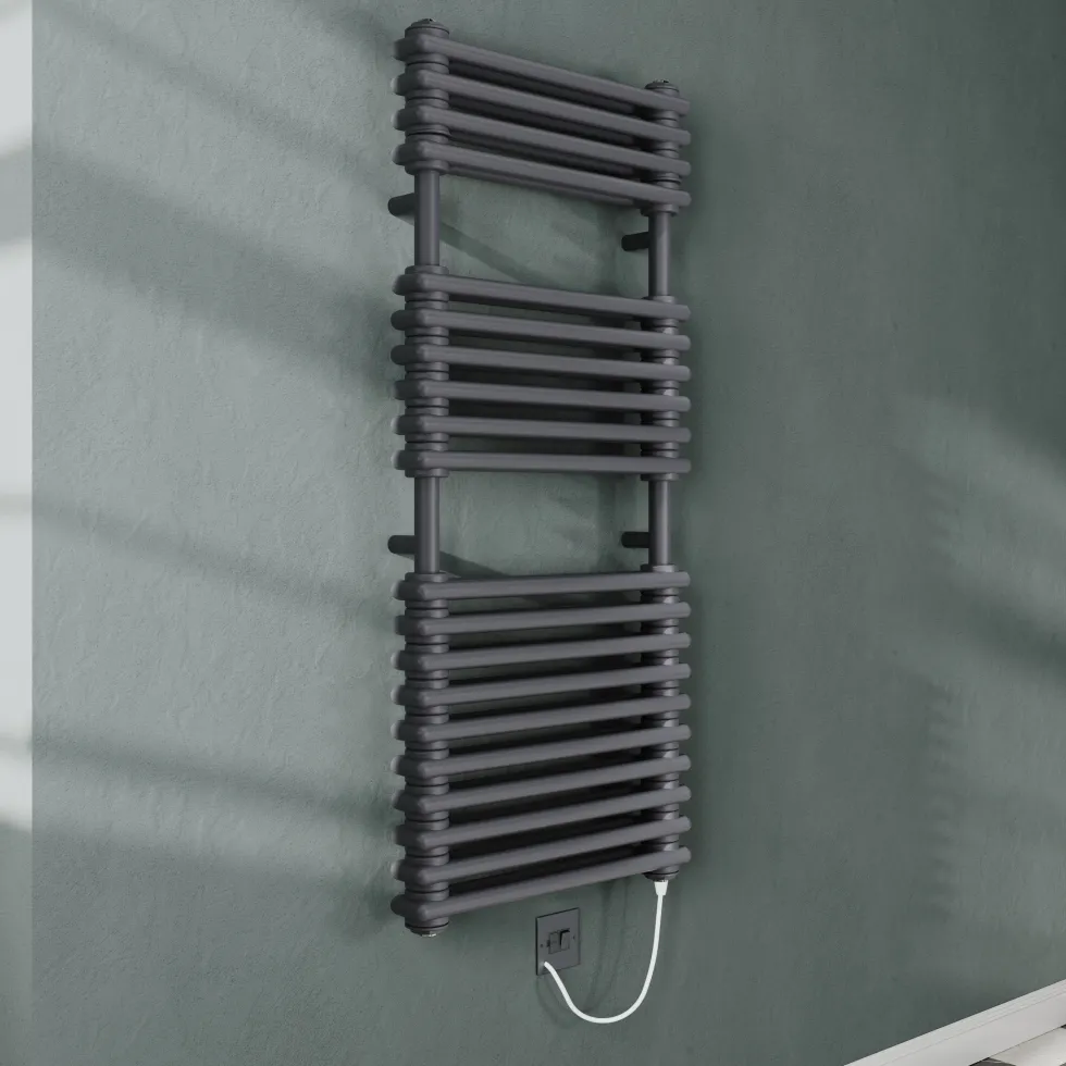 Toasty Montford Anthracite Traditional Column Electric Heated Towel Rail with Heating Element