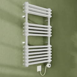 Toasty Montford White Traditional Column Electric Heated Towel Rail with Heating Element