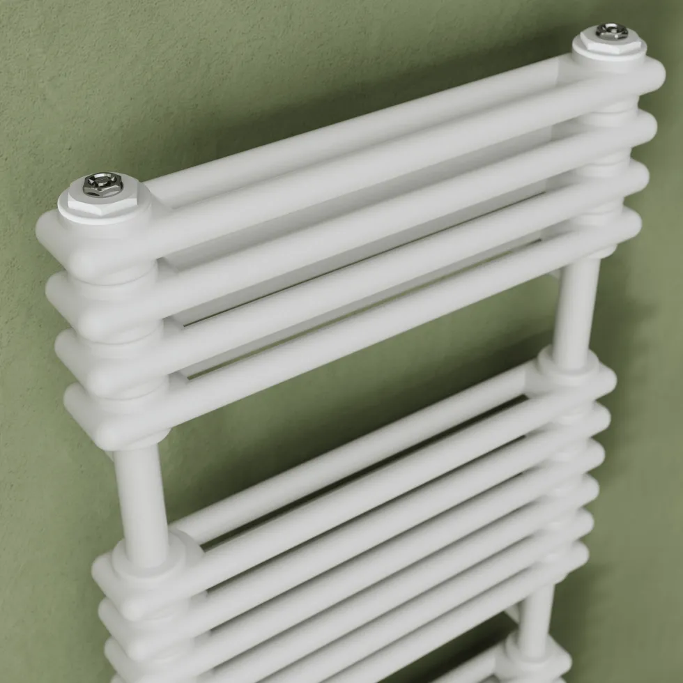 Toasty Montford White Traditional Column Electric Heated Towel Rail with Heating Element
