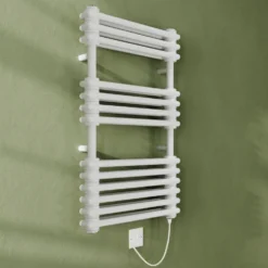Toasty Montford White Traditional Column Electric Heated Towel Rail with Heating Element