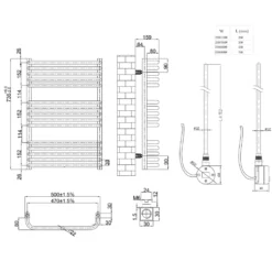 Toasty Nest Chrome Electric Heated Towel Rail with Heating Element