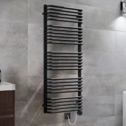 Toasty Nest Matt Black Electric Heated Towel Rail with Heating Element