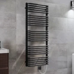 Toasty Nest Matt Black Electric Heated Towel Rail with Heating Element
