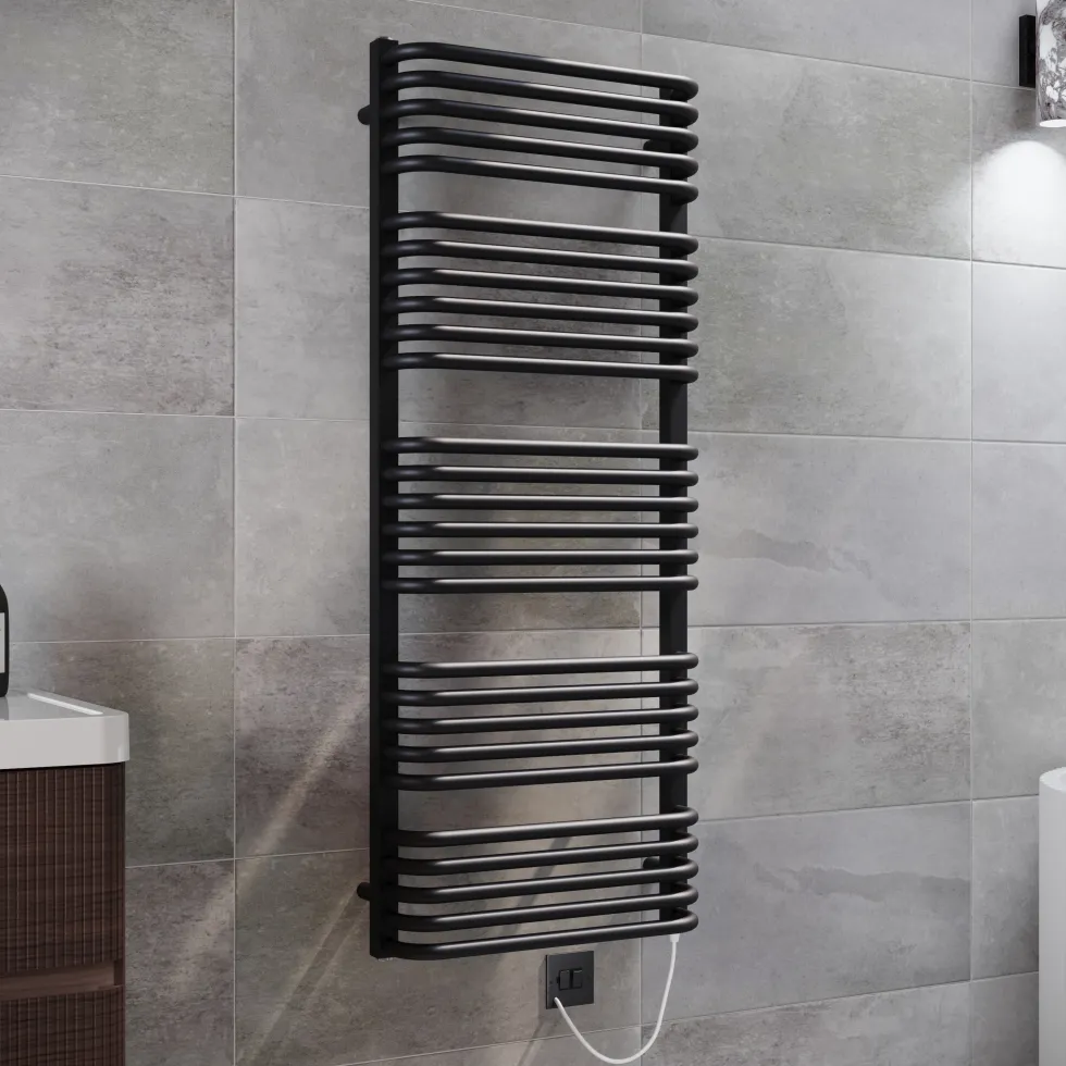 Toasty Nest Matt Black Electric Heated Towel Rail with Heating Element