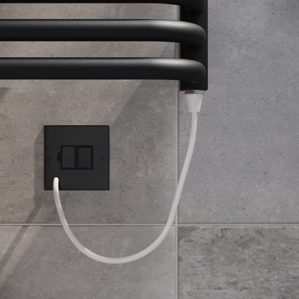 Toasty Nest Matt Black Electric Heated Towel Rail with Heating Element