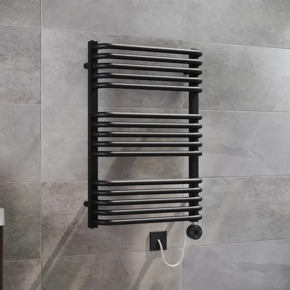 Toasty Nest Matt Black Electric Heated Towel Rail with Heating Element