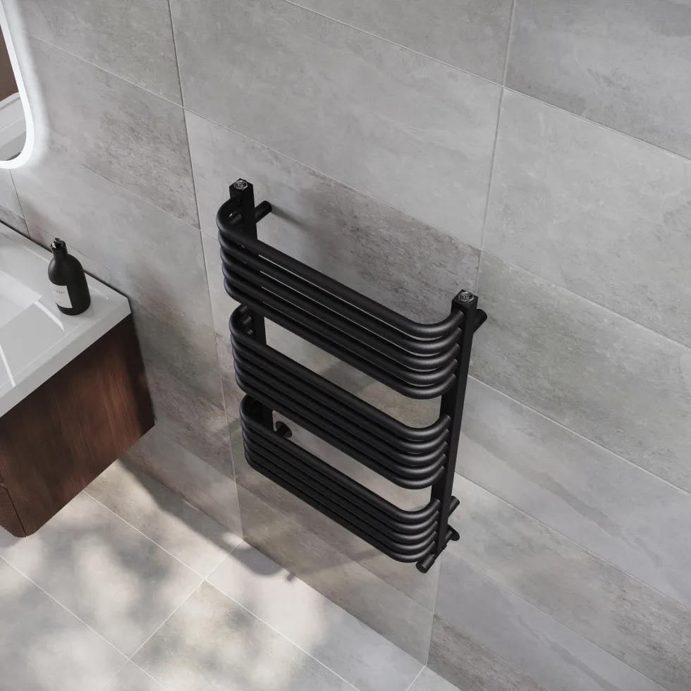 Toasty Nest Matt Black Heated Towel Rail