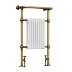 Toasty Penrose Antique Brass Traditional Heated Towel Rail - 965 x 675mm