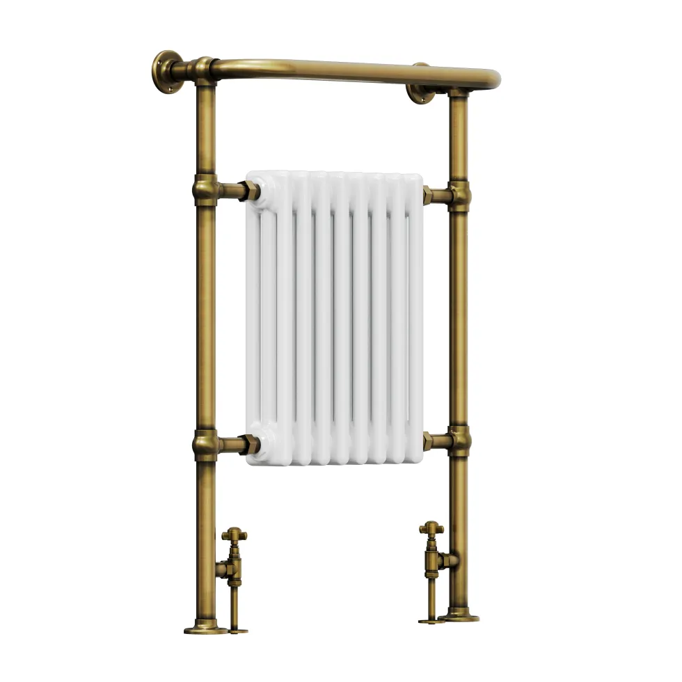 Toasty Penrose Antique Brass Traditional Heated Towel Rail - 965 x 675mm