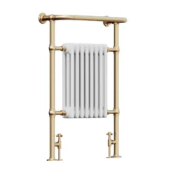 Toasty Penrose Brushed Brass Traditional Heated Towel Rail - 965 x 675mm