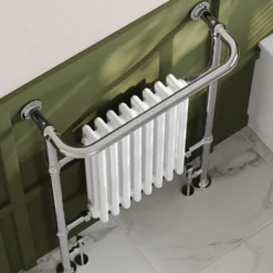 Toasty Penrose Chrome & White Traditional Heated Towel Rail