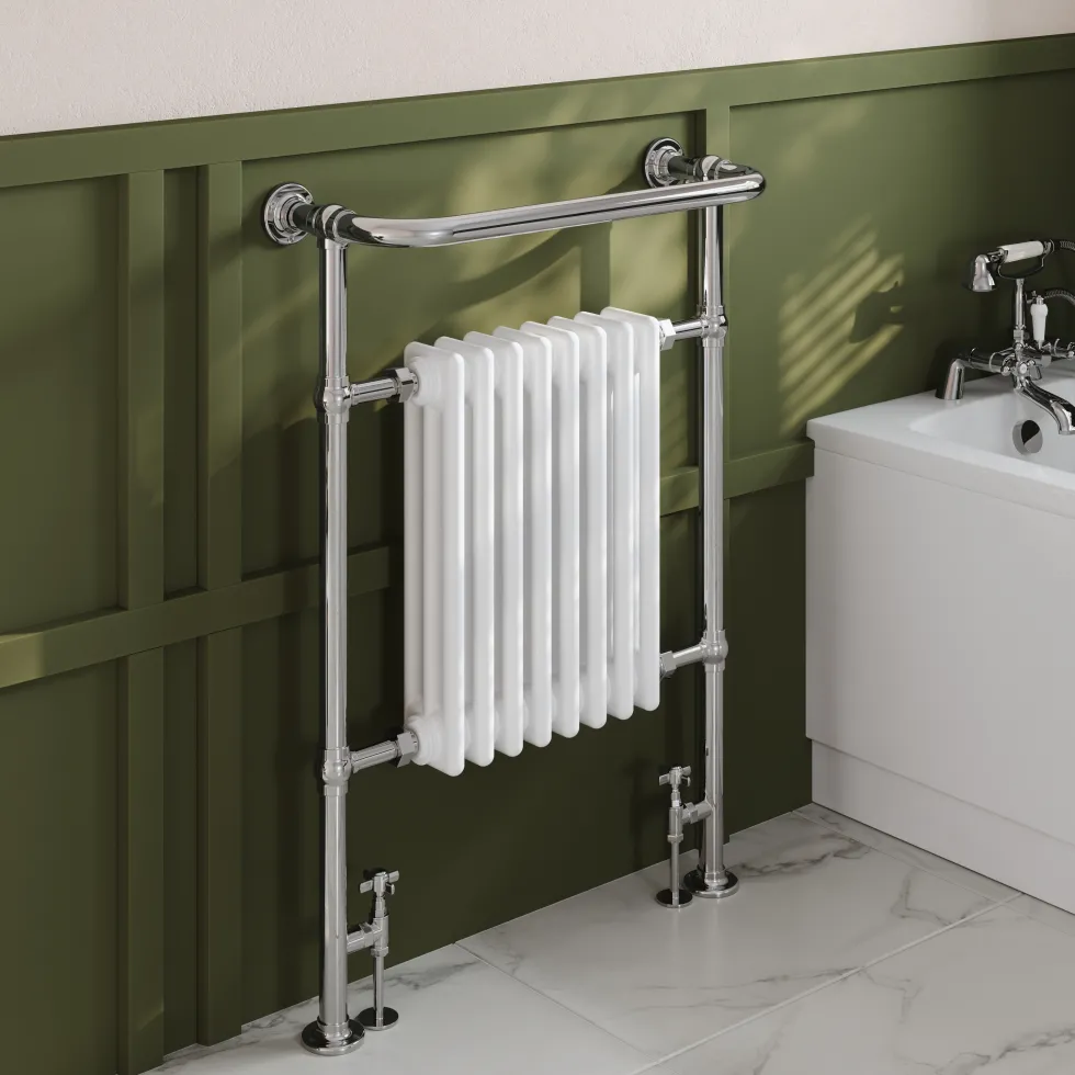 Toasty Penrose Chrome & White Traditional Heated Towel Rail