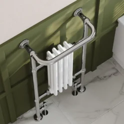 Toasty Penrose Chrome & White Traditional Heated Towel Rail