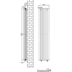 Toasty Radiance Anthracite Flat Panel Vertical Radiator
