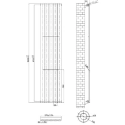 Toasty Radiance Chrome Single Flat Panel Vertical Radiator