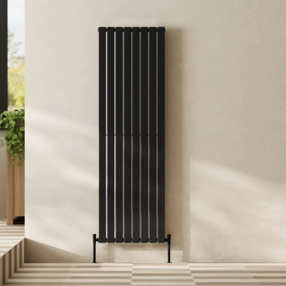 Toasty Radiance Matt Black Flat Panel Vertical Radiator