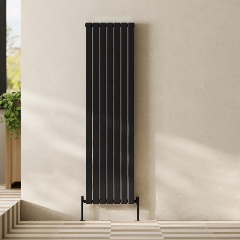 Toasty Radiance Matt Black Flat Panel Vertical Radiator