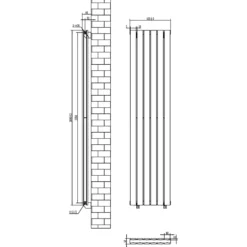 Toasty Radiance Matt Black Flat Panel Vertical Radiator