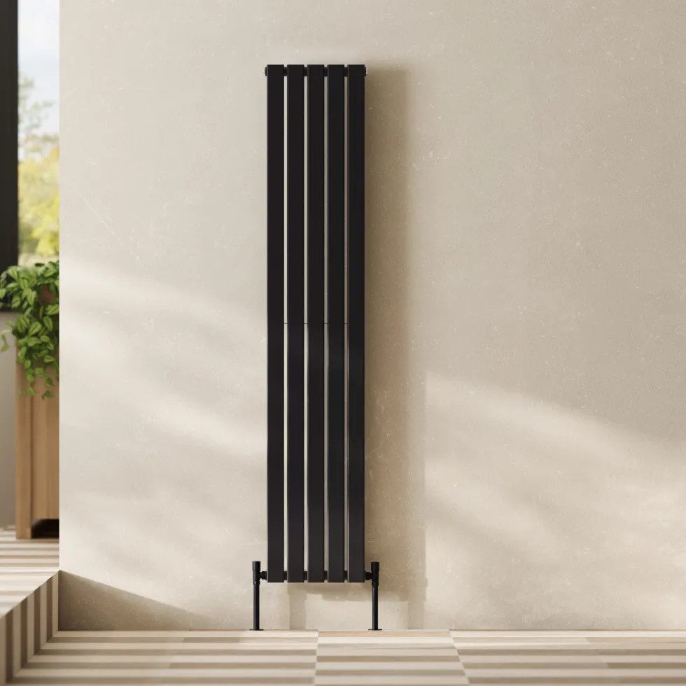 Toasty Radiance Matt Black Flat Panel Vertical Radiator