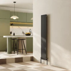 Toasty Radiance Matt Black Flat Panel Vertical Radiator