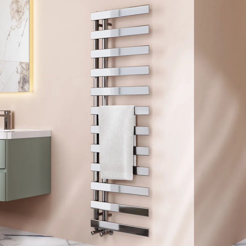 Toasty Retreat Chrome Offset Heated Towel Rail