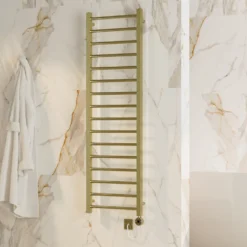 Toasty Rise Brushed Brass Electric Heated Towel Rail with Heating Element
