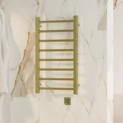 Toasty Rise Brushed Brass Electric Heated Towel Rail with Heating Element