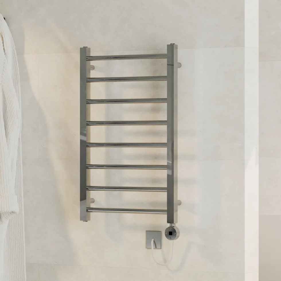 Toasty Rise Chrome Electric Heated Towel Rail with Heating Element