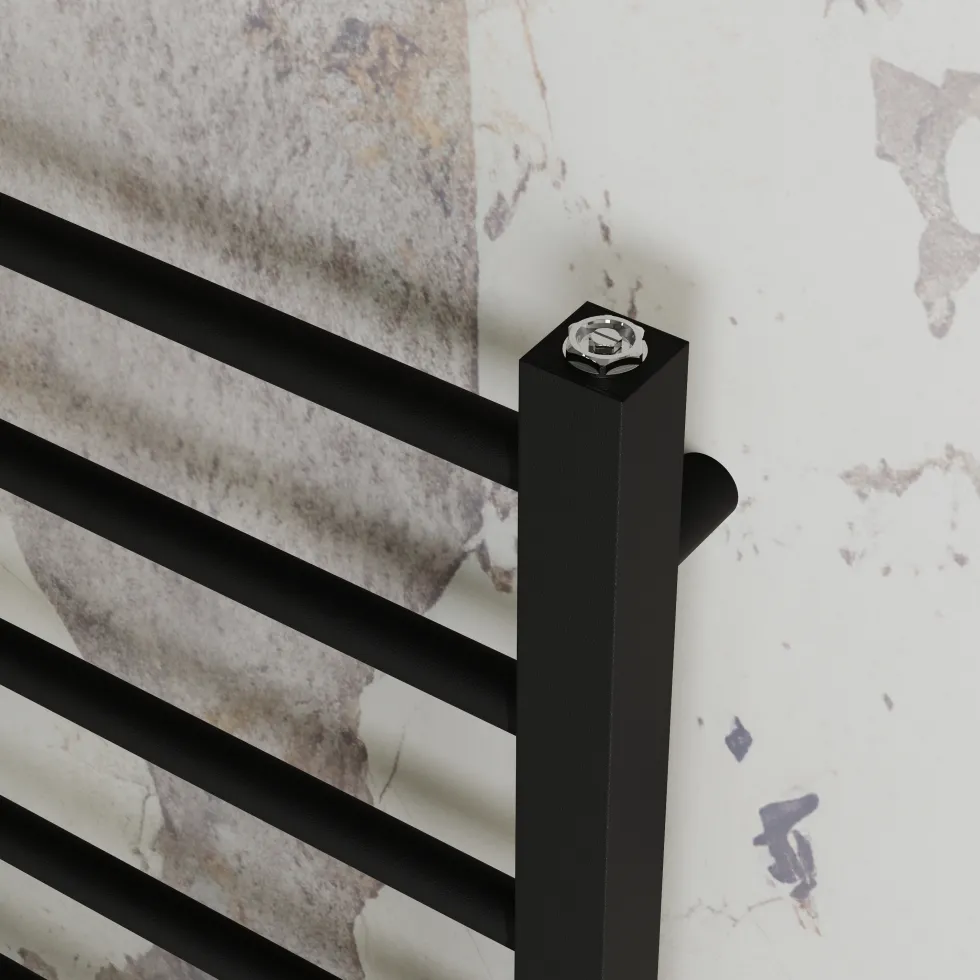Toasty Rise Matt Black Heated Towel Rail