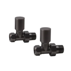 Toasty Round Brushed Gunmetal Manual Radiator Valves