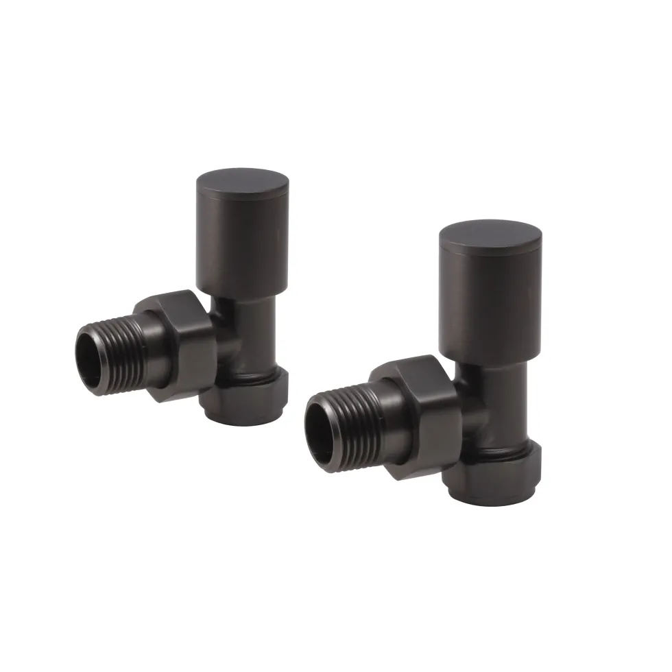 Toasty Round Brushed Gunmetal Manual Radiator Valves
