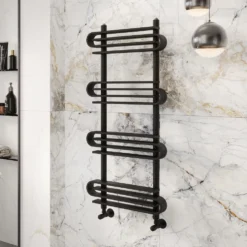 Toasty Sanctuary Matt Black Heated Towel Rail - 1100 x 500mm