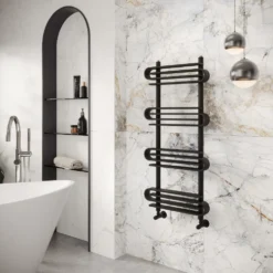 Toasty Sanctuary Matt Black Heated Towel Rail - 1100 x 500mm