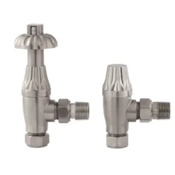 Toasty Satin Nickel Traditional Metal Handle Angled Thermostatic Radiator Valve