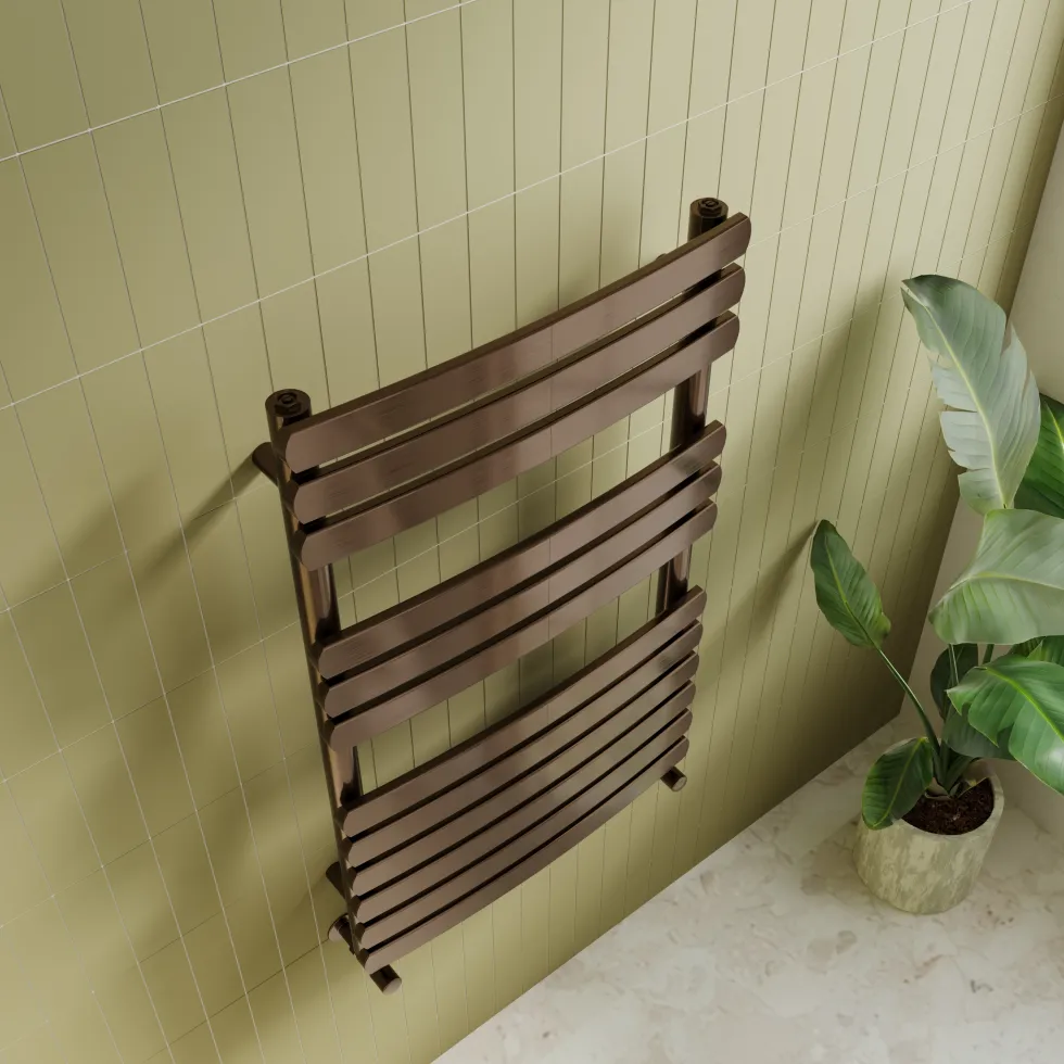 Toasty Solace Brushed Bronze Curved Heated Towel Rail