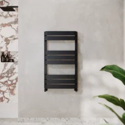 Toasty Studio Matt Black Heated Towel Rail - 850 x 500mm