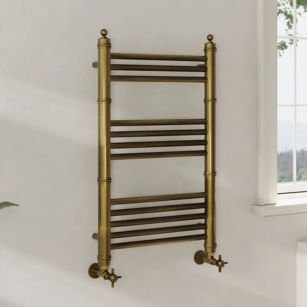 Toasty Vale Antique Brass Traditional Ladder Heated Towel Rail